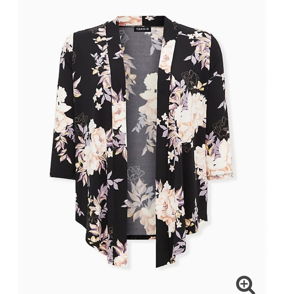 Black floral drape cardigan